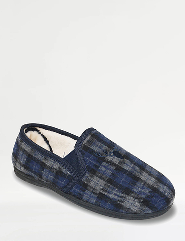 Padders Wide G Fit Slip On Slipper With Sherpa Lining