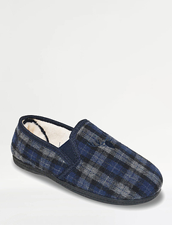 Padders Wide G Fit Slip On Slipper With Sherpa Lining Navy