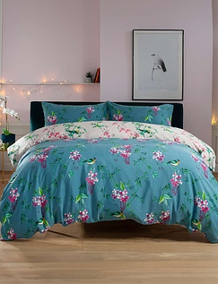 Bird Garden Quilt Cover Set Teal