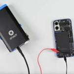 A battery tool and an iPhone