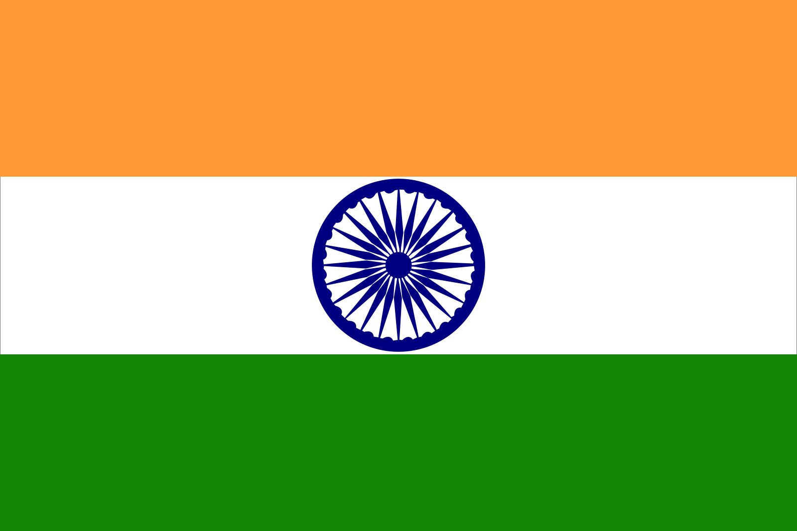 The Indian flag is also called the tricolor. The top band is saffron in color (signifying courage), the middle band is white (signifying peace and truth), and the bottom band is green (signifying fertility and growth). The wheel in the middle depicts the wheel of the law in the lion capital in Sarnath that Mauryan emperor Ashoka created.