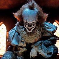 Still from the 2017 movie IT, Bill Skarsgard plays Pennywise the clown. Directed by Andy Muschietti