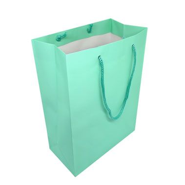 Aqua Euro Tote Gift Shopping Bags, 4-3/4" x 3" x 6-3/4"