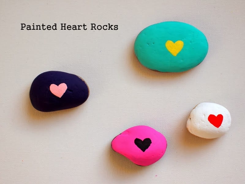 Heart painted rocks