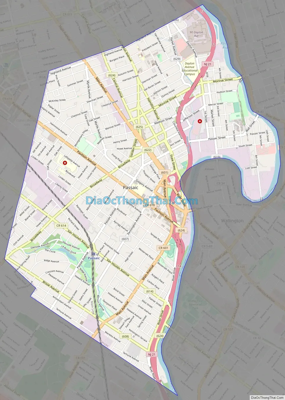 Map of Passaic city, New Jersey