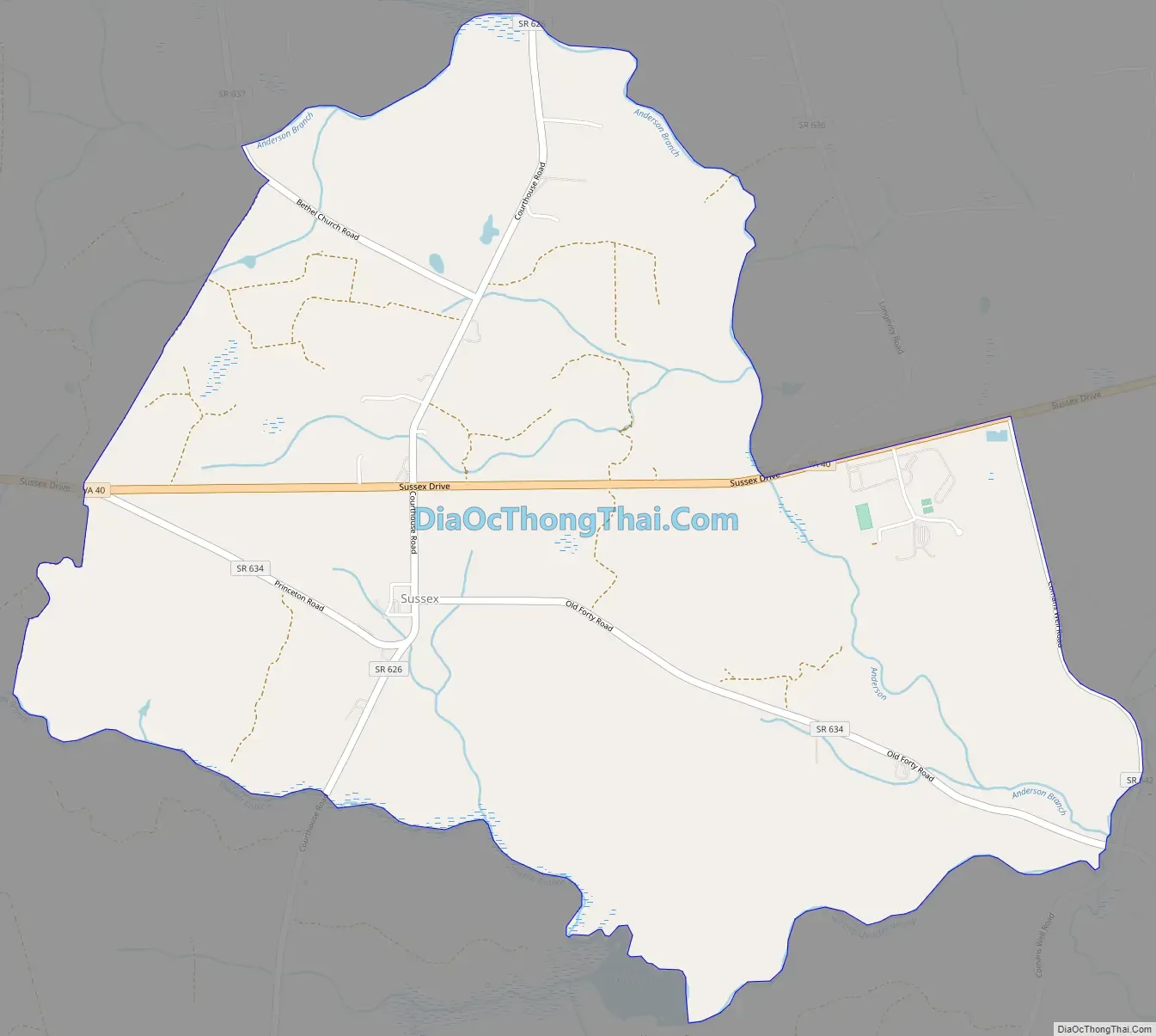 Map of Sussex CDP, Virginia