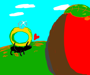 Ant proposes to an apple