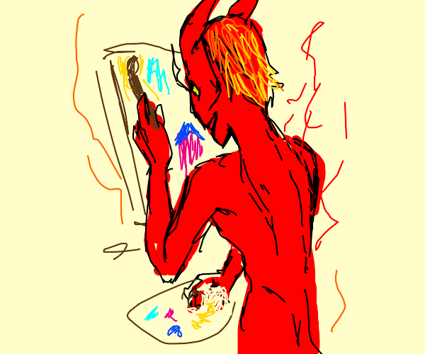 demon decides to take up painting as a hobby