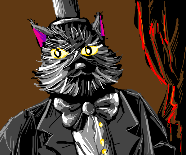 a cat wearing a top hat and a bowtie