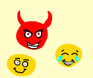 Devil, smile and laugh emojis