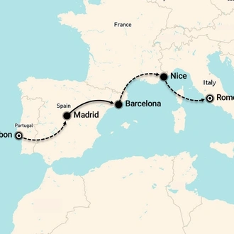 tourhub | Discovery Nomads | Lisbon to Rome Tour | Tour Map