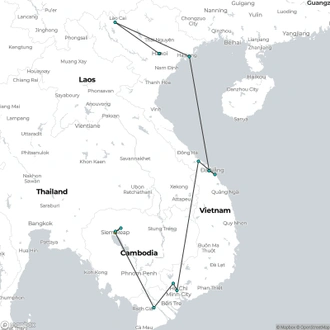 tourhub | CONNEK TRIP | 15-DAY JOURNEY THROUGH VIETNAM & CAMBODIA | Tour Map