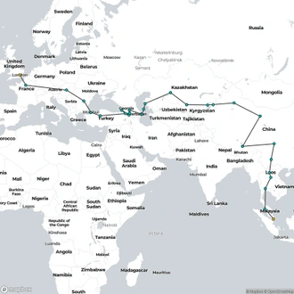 tourhub | Sundowners Overland | Silk Road Odyssey  | Tour Map