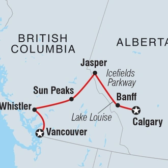 tourhub | Intrepid Travel | Grand Canadian Rockies | Tour Map