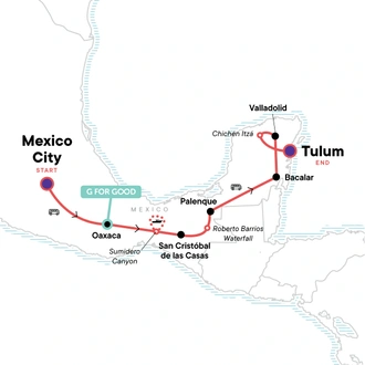 tourhub | G Adventures | Viva Mexico: Ancient Ruins & the Mayan Riviera | Tour Map