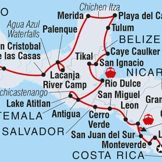 tourhub | Intrepid Travel | Epic Central America | Tour Map