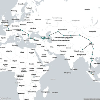 tourhub | Sundowners Overland | Grand Asian Caravan | Tour Map