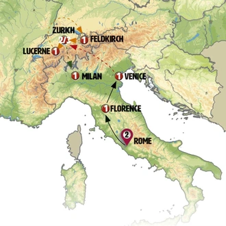 tourhub | Europamundo | Classical Italy and Switzerland | Tour Map