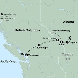 tourhub | Collette | Canadian Rockies featuring Rocky Mountaineer Eastbound | Tour Map