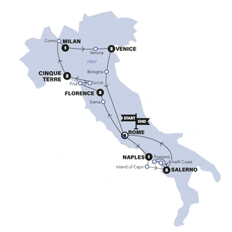 tourhub | Contiki | Simply Italy | Age 27-35 | 2026 | Tour Map