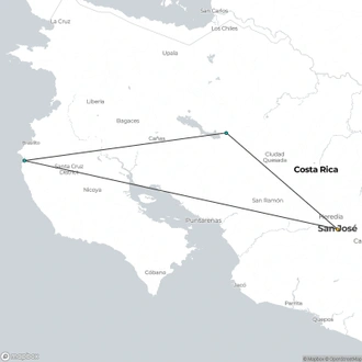 tourhub | Destination Services Costa Rica | Fantasy on Beaches and Volcanoes | Tour Map