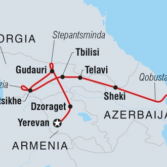 tourhub | Intrepid Travel | Premium Azerbaijan, Georgia & Armenia | Tour Map