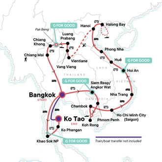 tourhub | G Adventures | Epic Southeast Asia: River Cruises & Karst Mountains | Tour Map