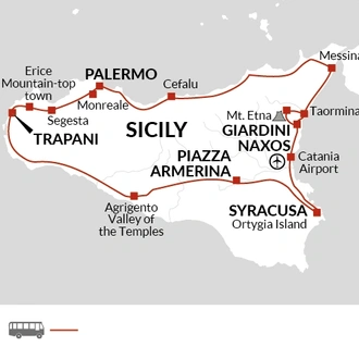 tourhub | Explore! | Classical Sicily | Tour Map