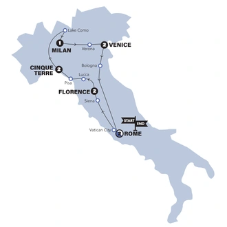 tourhub | Contiki | Italian Espresso | Age 27-35 | 2026 | Tour Map