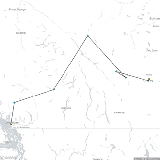 tourhub | Jain Voyagers | Voyagers Canada Rockies Tour 2025 | Tour Map