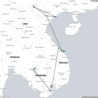 tourhub | CONNEK TRIP | 15-DAY VIETNAM TO CAMBODIA SOLO ADVENTURE | Tour Map