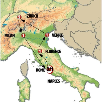 tourhub | Europamundo | Italy and Switzerland | Tour Map