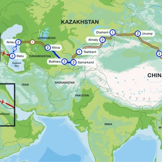 tourhub | Sundowners Overland | Silk Road Railway  | Tour Map