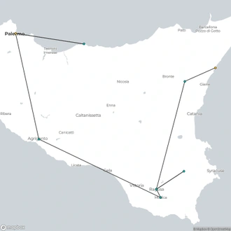 tourhub | Meet & Greet Italy | Unveiling Sicily's Treasures: Taormina, Ragusa, Palermo and beyond | Tour Map