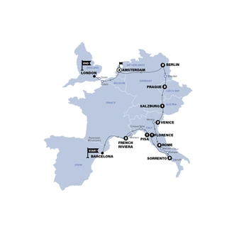 tourhub | Contiki | Barcelona to London Quest | Winter | 2025/2026 | Tour Map