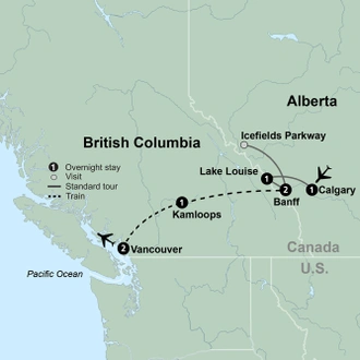 tourhub | Collette | Canadian Rockies featuring Rocky Mountaineer Westbound | Tour Map