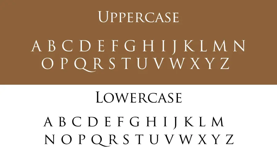 Trajan font characters