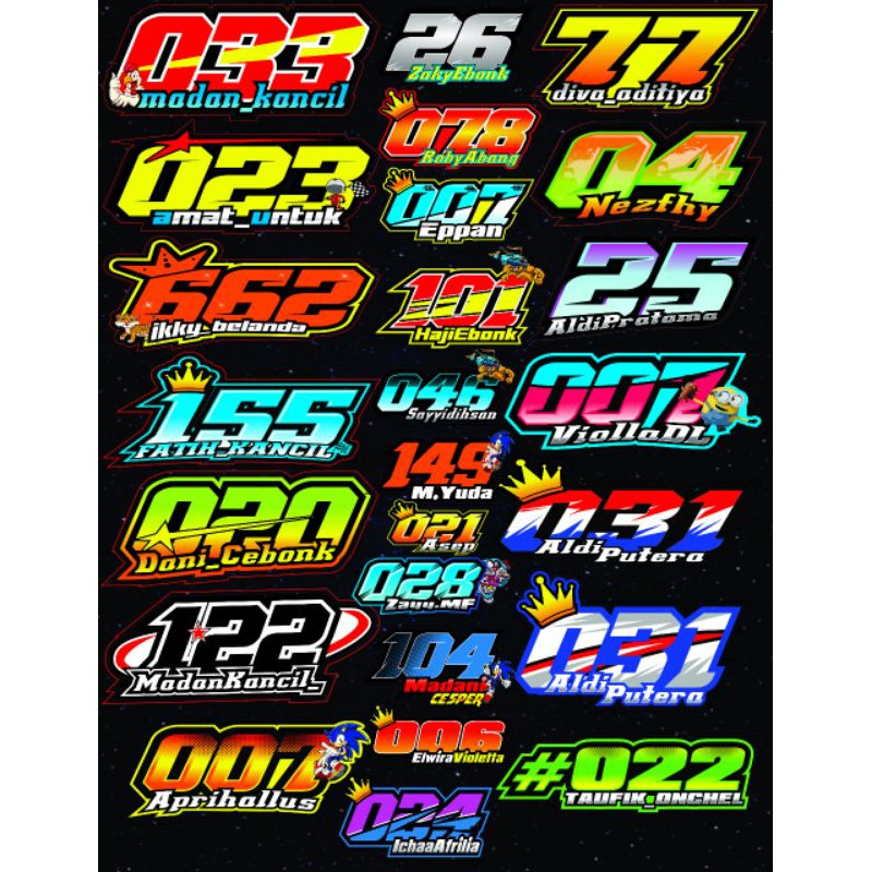 Detail Desain Stiker Nama Racing Nomer 23