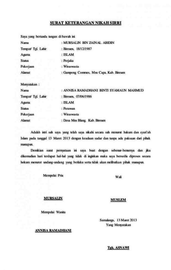 Detail Surat Keterangan Nikah Nomer 7