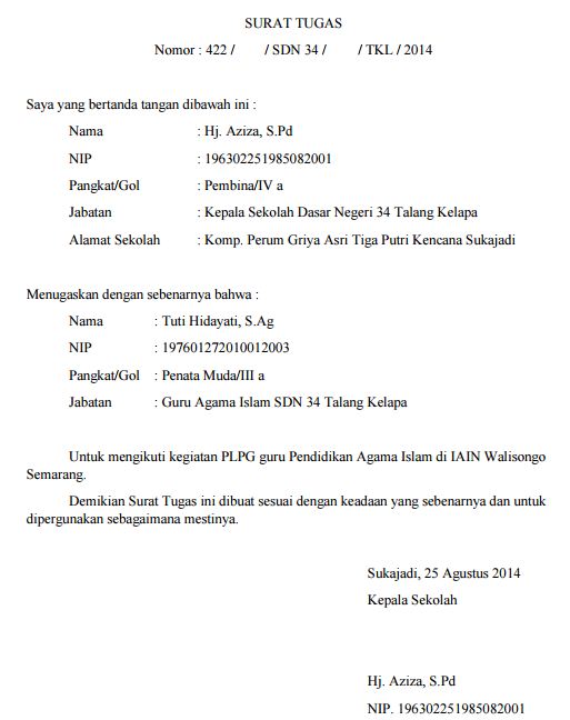 Detail Surat Tugas Sekolah Nomer 14