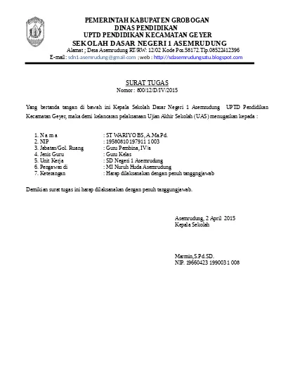 Detail Surat Tugas Sekolah Nomer 17