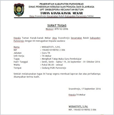 Detail Surat Tugas Sekolah Nomer 9