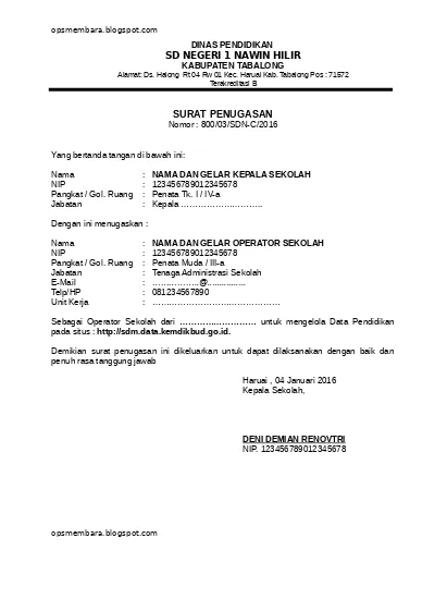 Detail Surat Tugas Sekolah Nomer 12