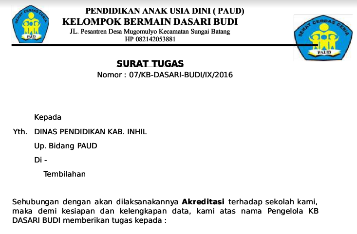 Detail Surat Tugas Sekolah Nomer 31