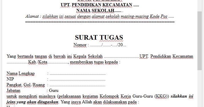 Detail Surat Tugas Sekolah Nomer 35