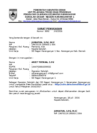 Detail Surat Tugas Sekolah Nomer 27