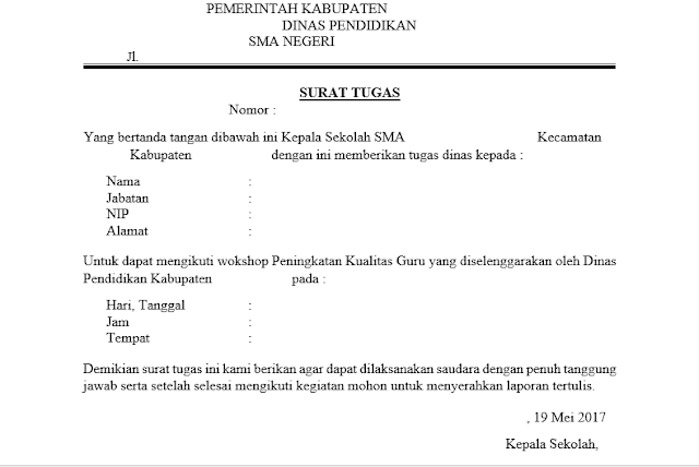 Detail Surat Tugas Sekolah Nomer 30