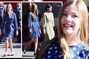 infanta sofia spain style carolina herrera polka dot dress national day military parade