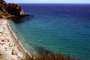 Spain black flag beach tourists