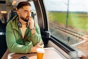 train seats drama young man elderly woman